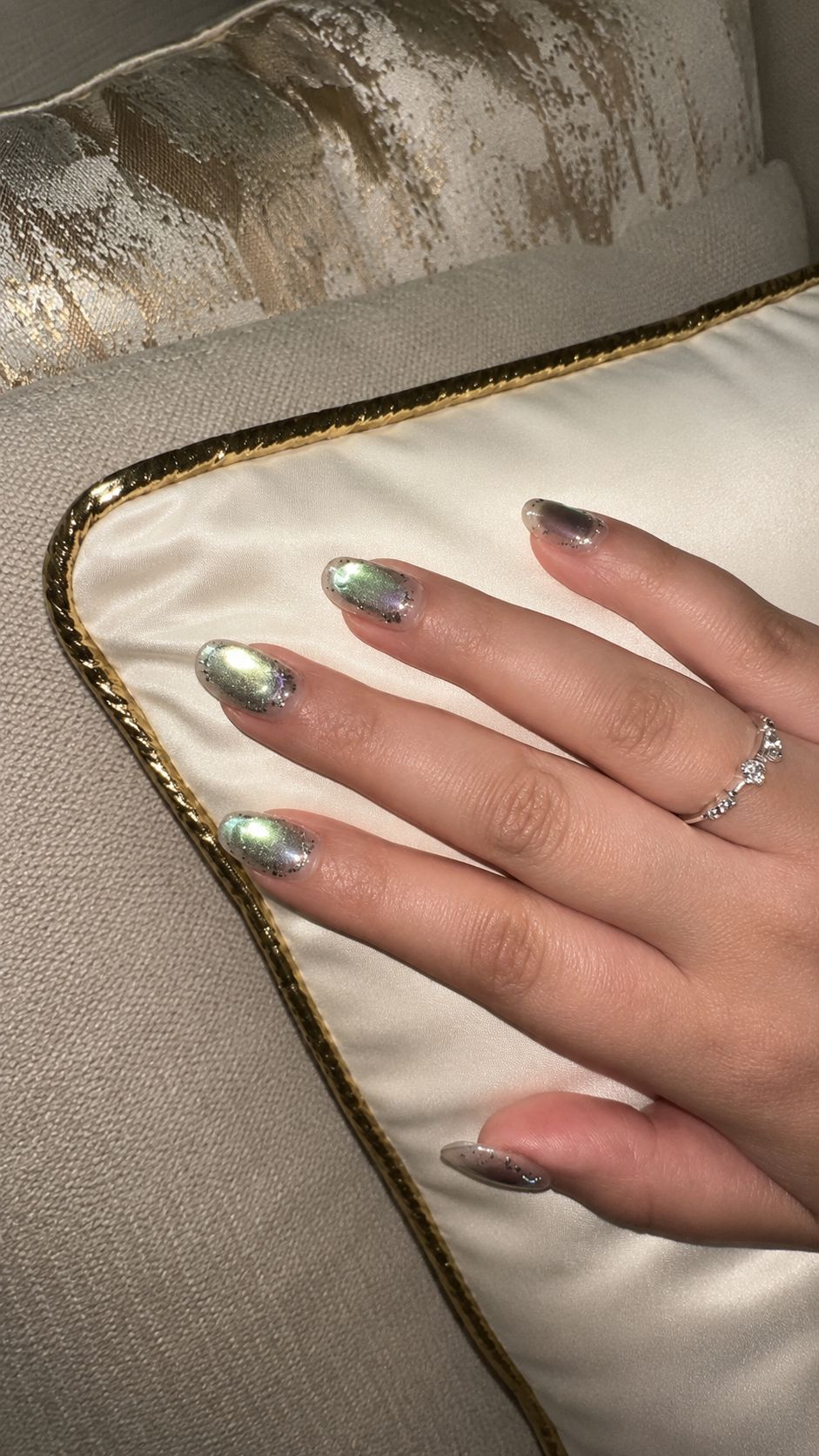 Lime Butterfly Hand Made press on reusable nails short almond shape