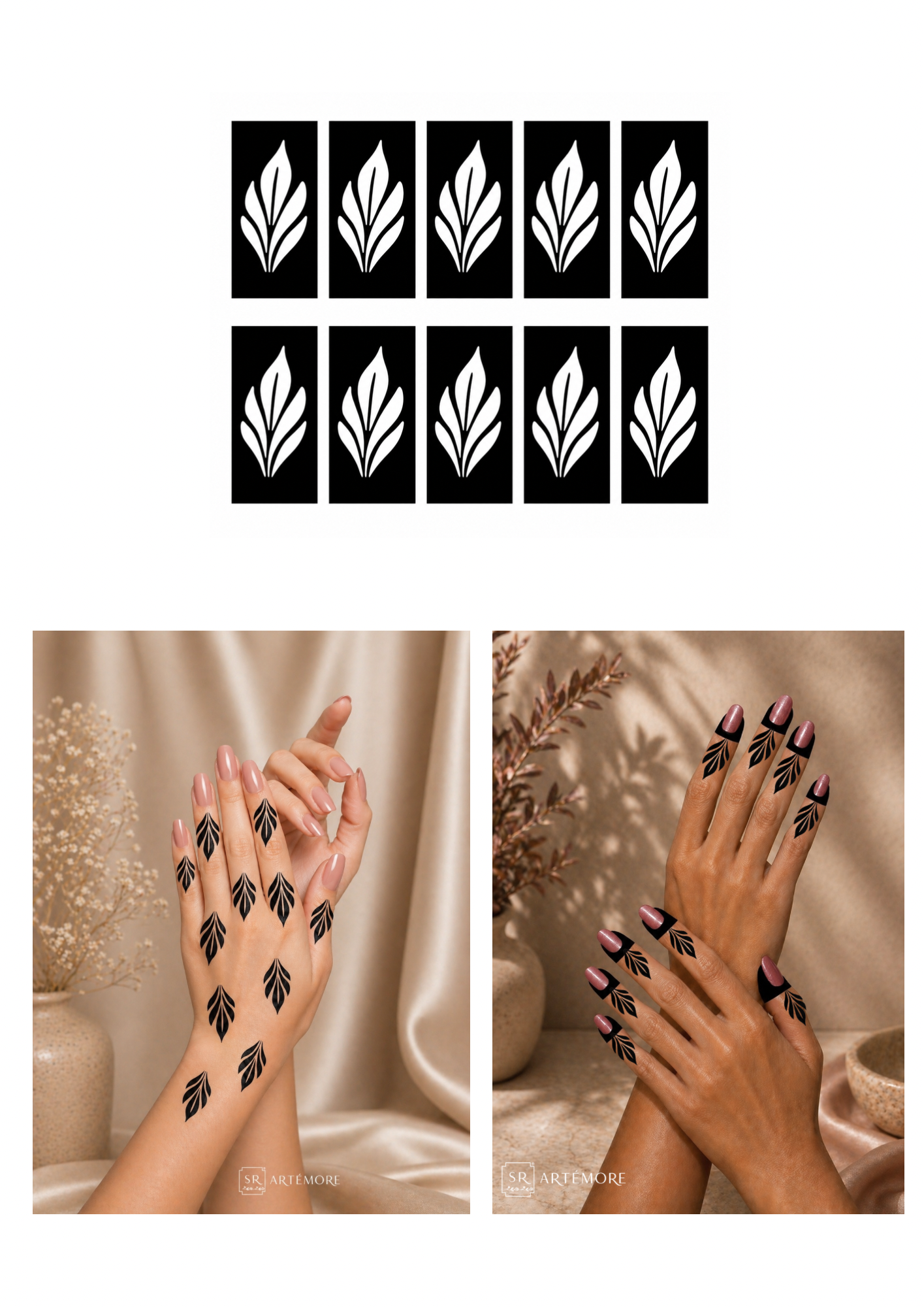 Fingers henna stencils bundle