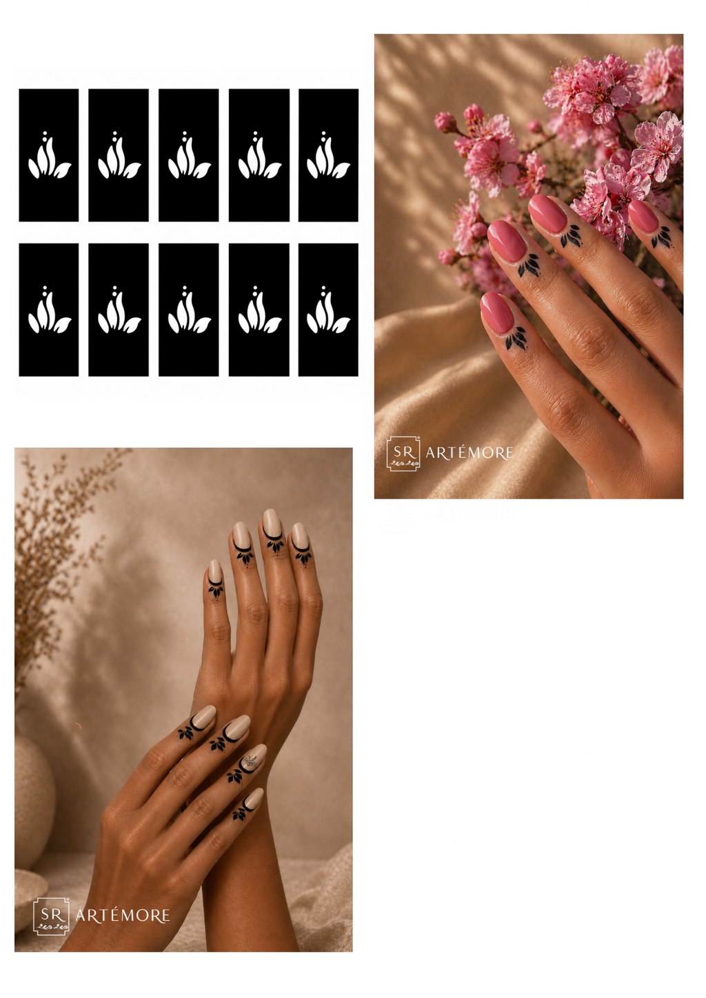 Fingers henna stencils bundle