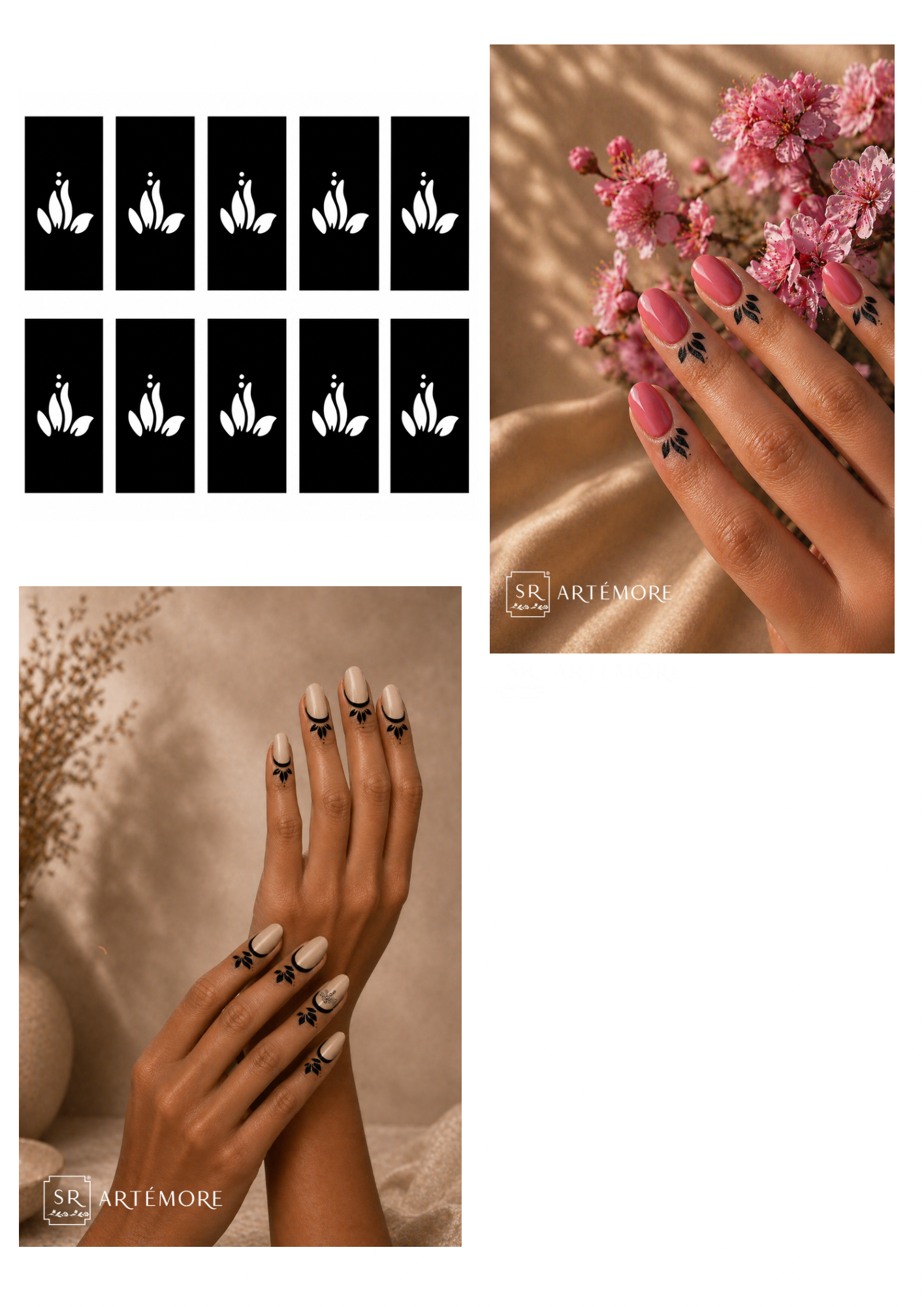 Fingers henna stencils bundle