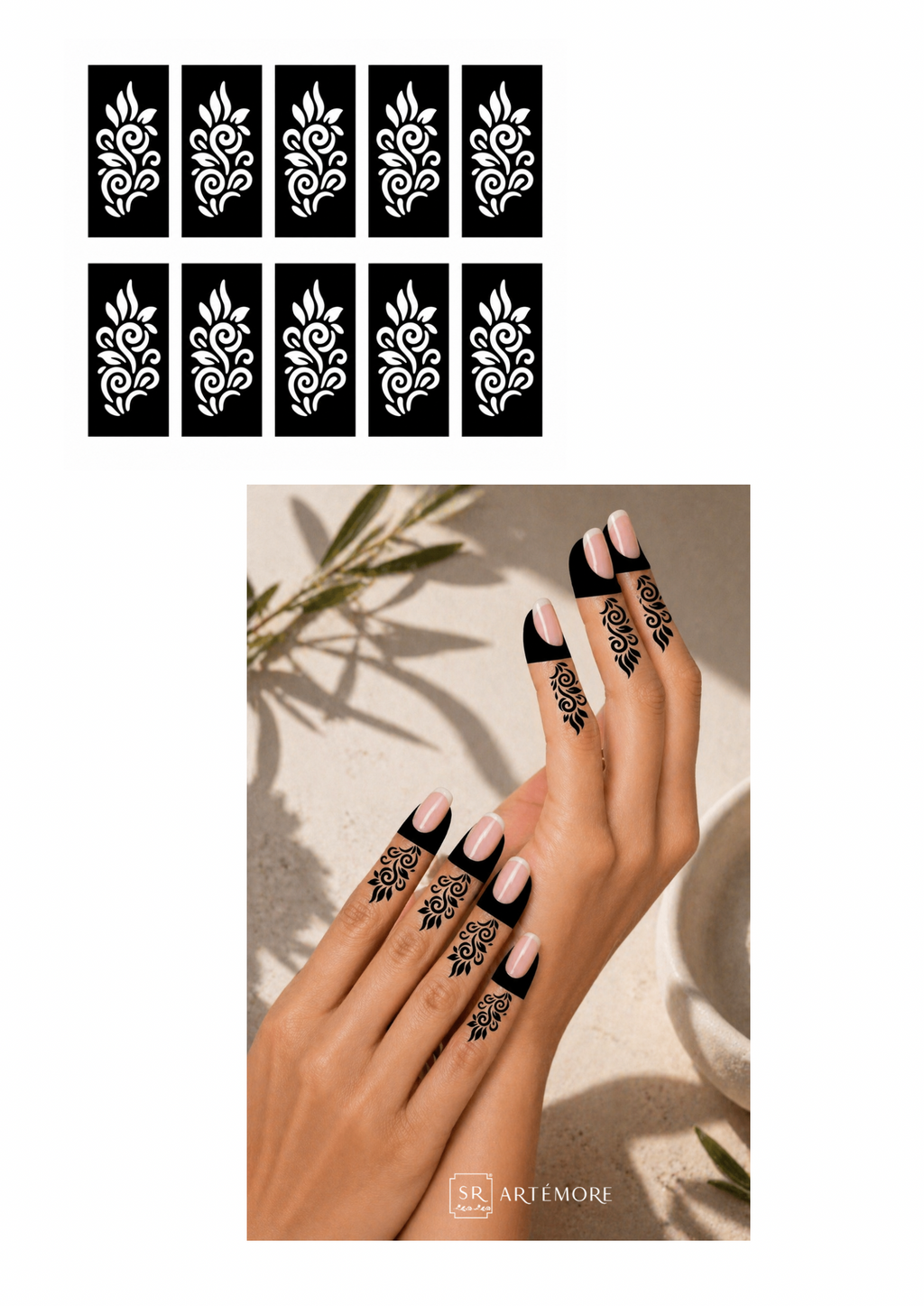 Fingers henna stencils bundle