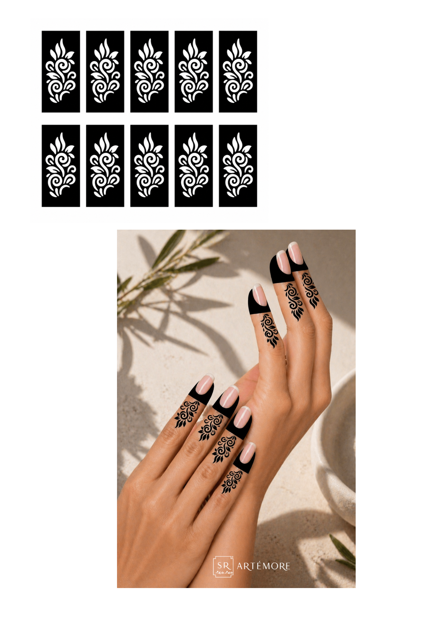 Fingers henna stencils bundle