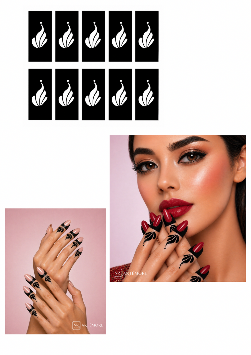 Fingers henna stencils bundle