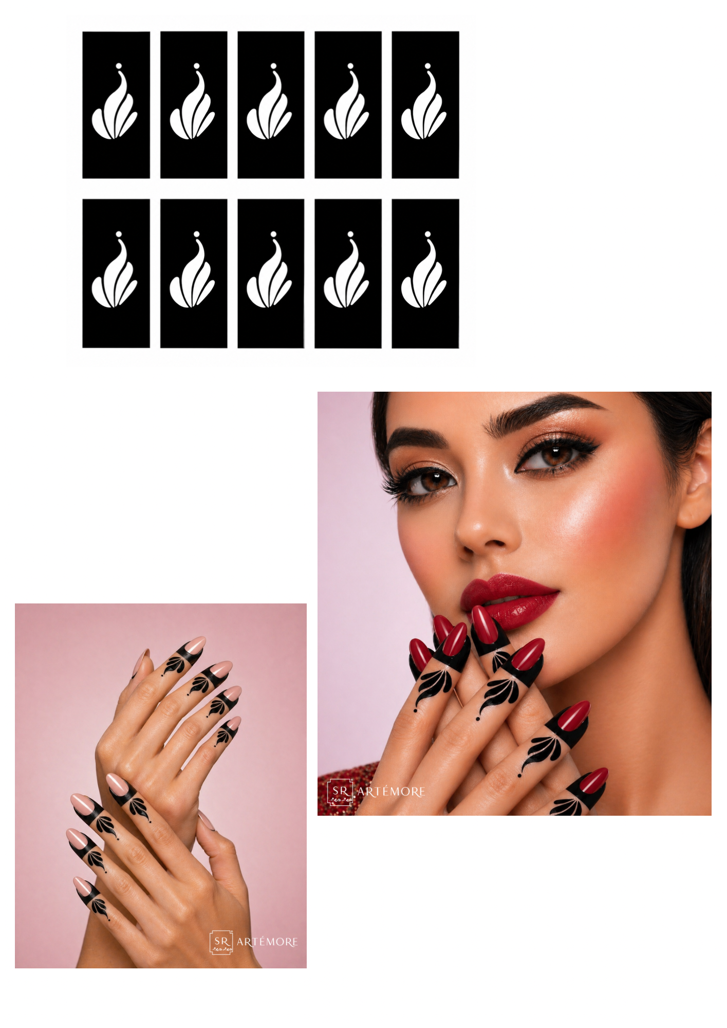 Fingers henna stencils bundle
