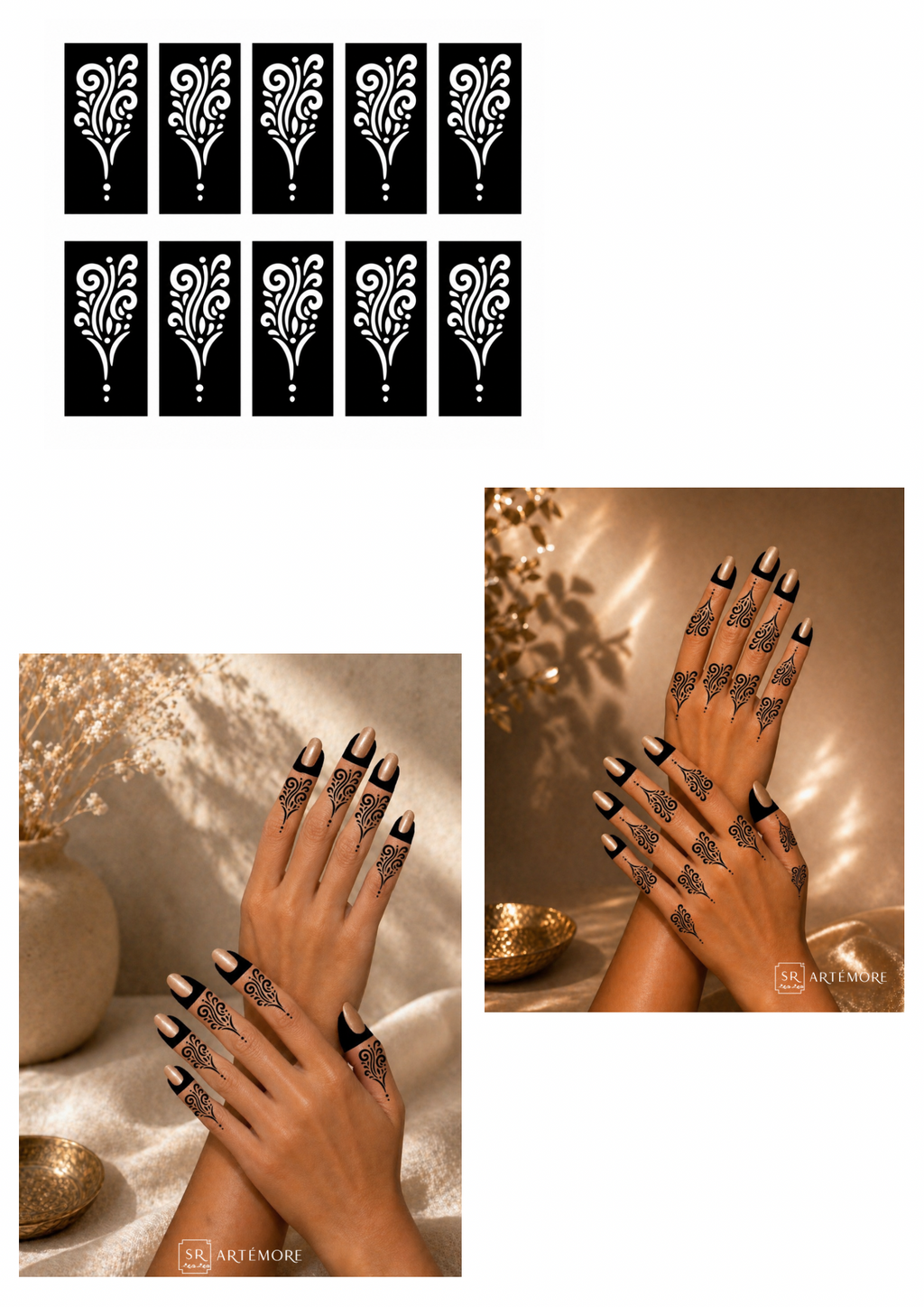 Fingers henna stencils bundle